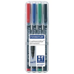 Marker permanentni 1mm pk4 reciklirani Lumocolor Staedtler 317 WP4 