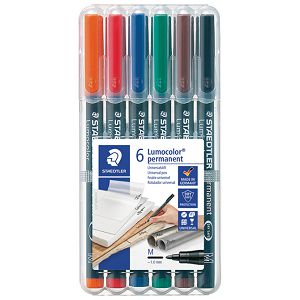 Marker permanentni 1mm pk6 reciklirani Lumocolor Staedtler 317 WP6 