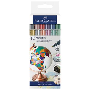 Marker permanentni 1-2mm Metallic pk12 Faber-Castell 160713 sortirano blister