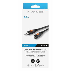 Kabel VIVANCO 46056, 3.5mm M na 3.5mm Ž, produžni, 2.5m, crni