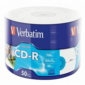 CD-R Verbatim #43794 700MB 52x, Wrap Spindle 50/1, Inkjet Printable