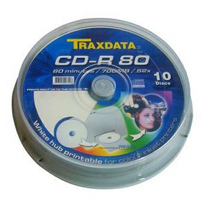 CD-R 700MB/80min Traxdata 10/1 Fullprintable Cake box
