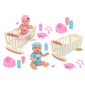 Lutka Beba Bimbo interaktivna, s krevetićem, i dodacima 406648 plava/roza