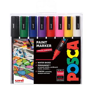 Marker Uni Posca PC-5M 8/1 za hobby i art,osnovne boje,vodootporan,1.8-2.5 mm