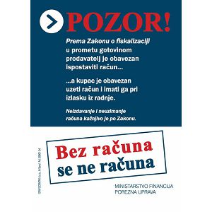 Naljepnica POZOR - fiskalizacija A6