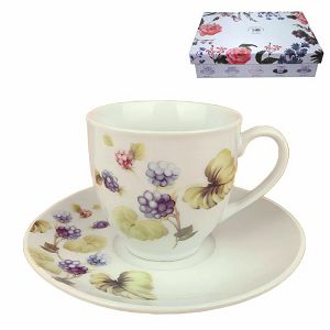 Šalice set s tanjurićima porculanske,dekorirane 180ml 6/1 102718