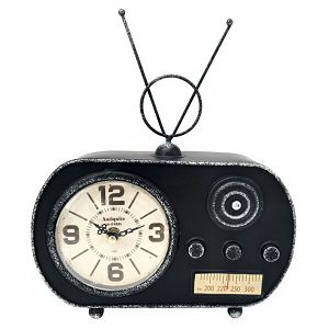 SAT STOLNI metalni 24x8x16cm Retro radio,crno-sivi 105573