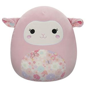 Squishmallows pliš roza janje Lala,s cvjetnim ušima i trbuščićem 30cm 418080