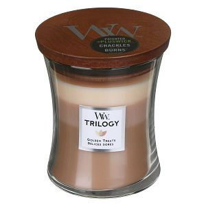 SVIJEĆA MIRISNA WoodWick Trilogy Medium Jar Golden Treats 1647915E (gori 100 sati)