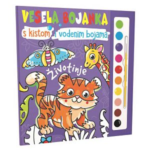 Vesela bojanka Životinje,s kistom i vodenim bojama 07476-2